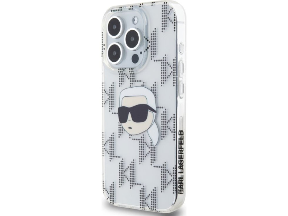 Ochranný kryt na iPhone 15 Pro - Karl Lagerfeld, IML Electroplated Karl Head Transparent KLHCP15LHKLPKHT