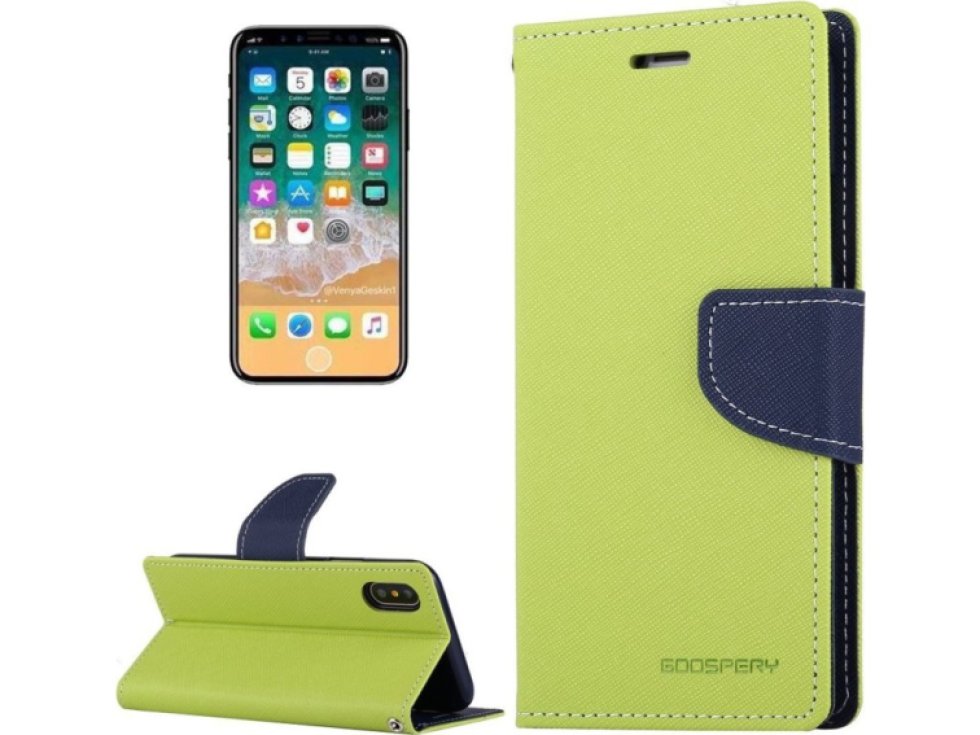 Pouzdro / kryt pro iPhone XS / X - Mercury, Fancy Diary LIME/NAVY