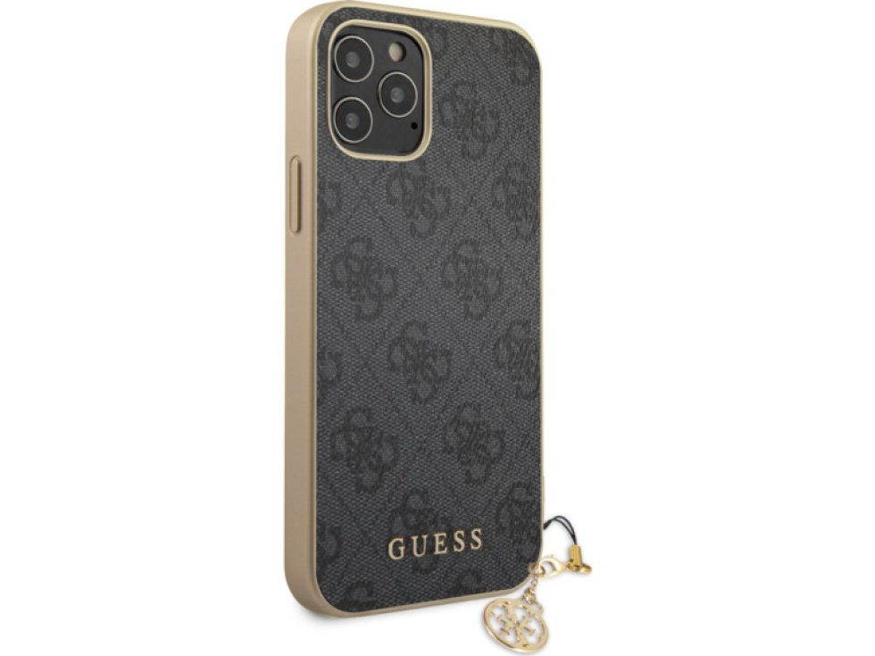 Ochranný kryt pro iPhone 12 / 12 Pro - Guess, 4G Charms Gray GUHCP12MGF4GGR