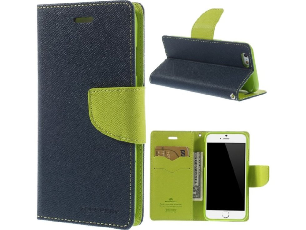 Pouzdro / kryt pro Apple iPhone 6 / 6S - Mercury, Fancy Diary Navy/Lime