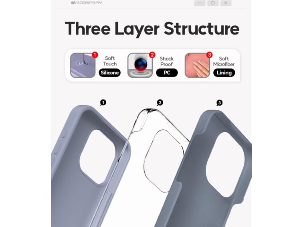 Ochranný kryt na iPhone 15 Pro - Mercury, Silicone Lavender Gray