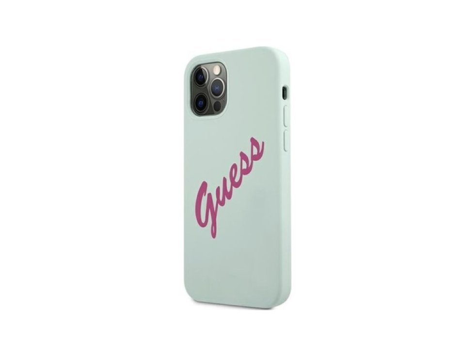 Ochranný kryt pro iPhone 12 / 12 Pro - Guess, Vintage Silicone Fuchsia GUHCP12MLSVSBF
