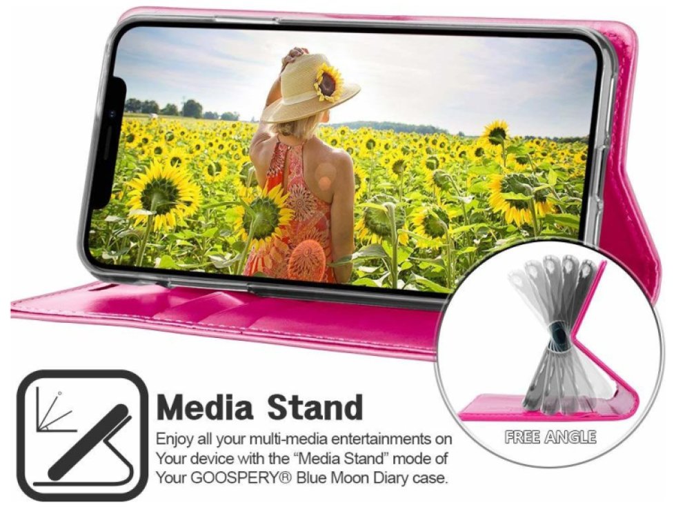 Pouzdro na iPhone 11 Pro MAX - Mercury, Bluemoon Diary HOTPINK