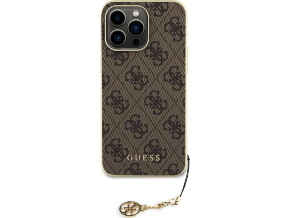 Ochranný kryt na iPhone 15 Pro MAX - Guess, 4G Charms Brown GUHCP15XGF4GBR