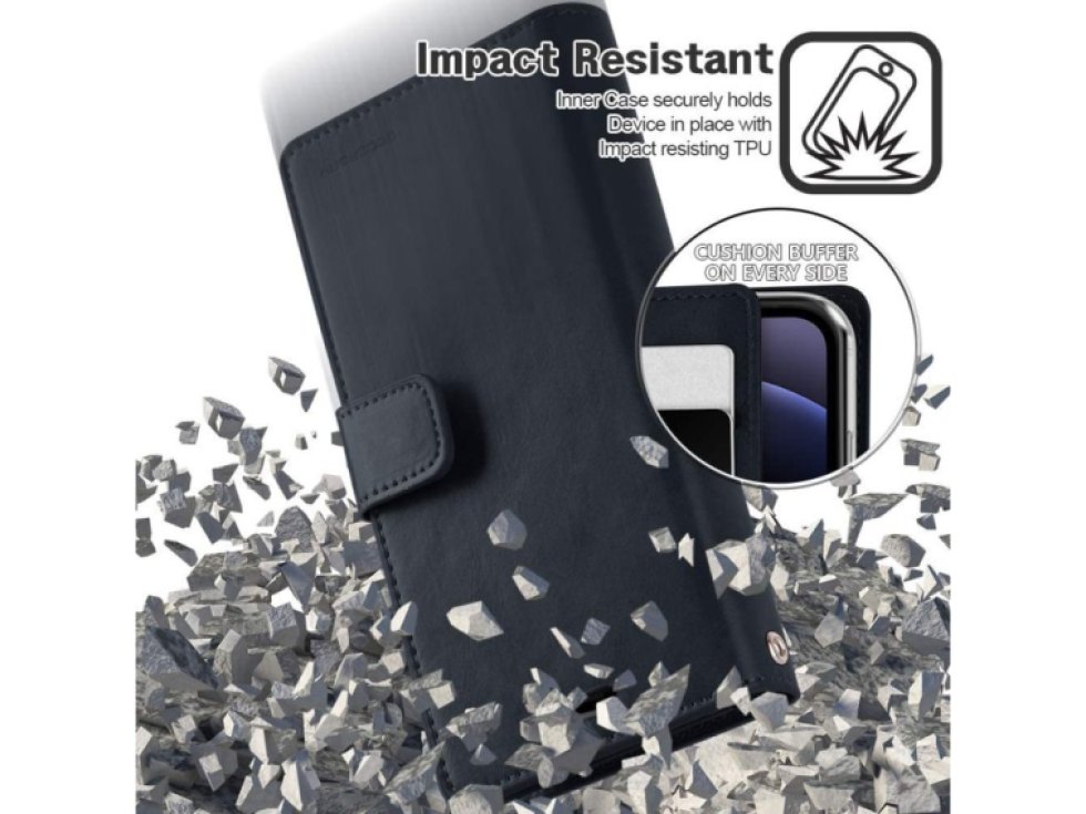 Knížkové pouzdro na iPhone 12 / 12 Pro - Mercury, Mansoor Diary Navy