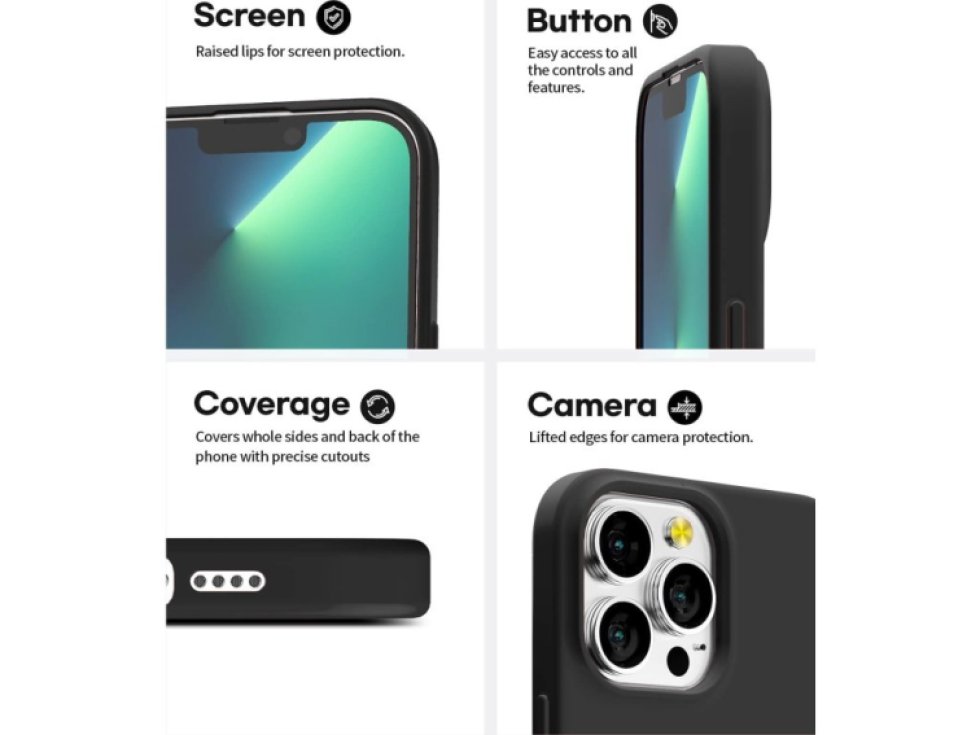 Ochranný kryt pro iPhone 13 Pro - Mercury, Soft Feeling Black