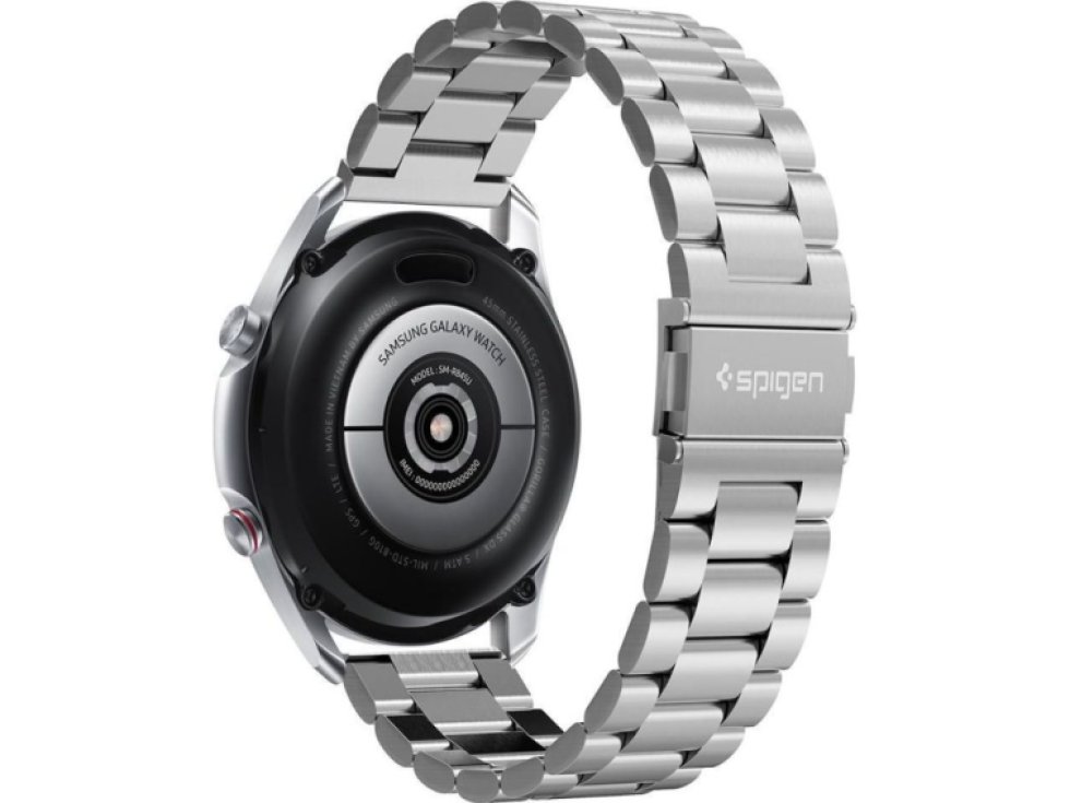 Kovový řemínek pro Samsung Galaxy Watch 45mm / 46mm - Spigen, Modern Fit Silver