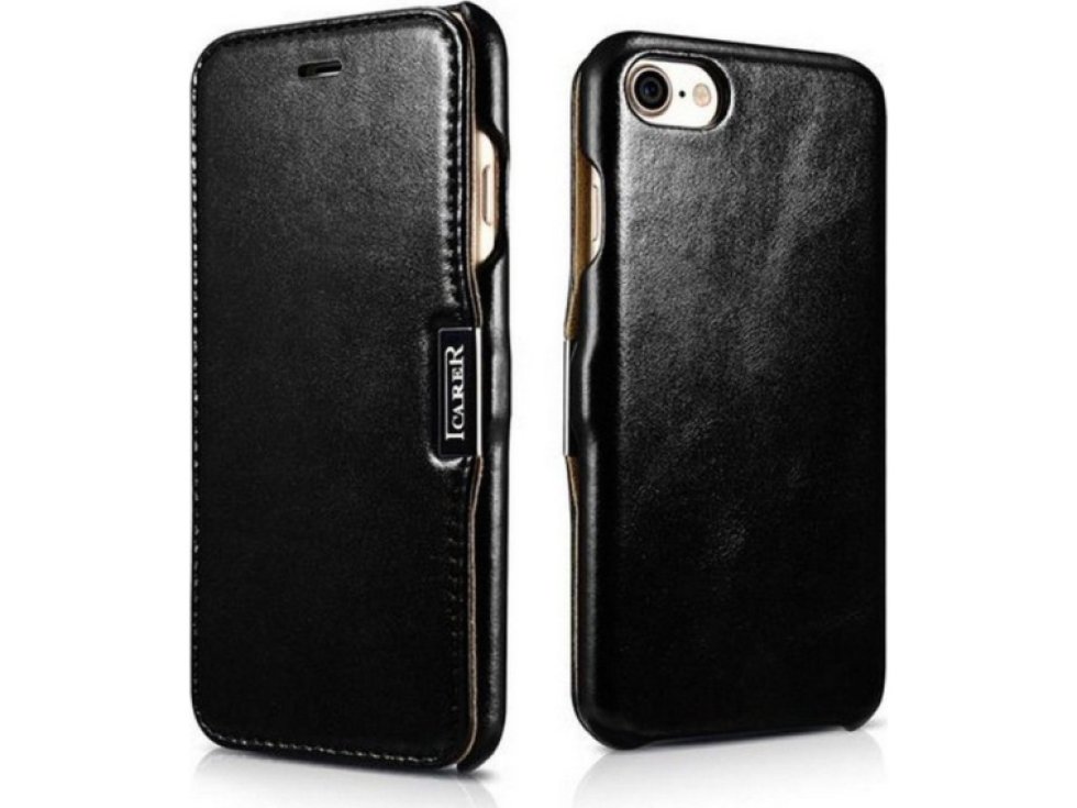 Knížkové pouzdro pro iPhone 7 / 8 / SE (2020/2022) - iCarer, Vintage Black 01.03.RI702-BK