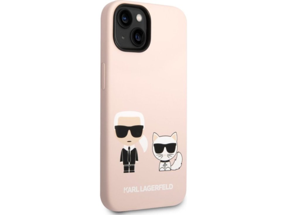 Ochranný kryt pro iPhone 14 PLUS - Karl Lagerfeld, Liquid Silicone Karl and Choupette Pink KLHCP14MSSKCI
