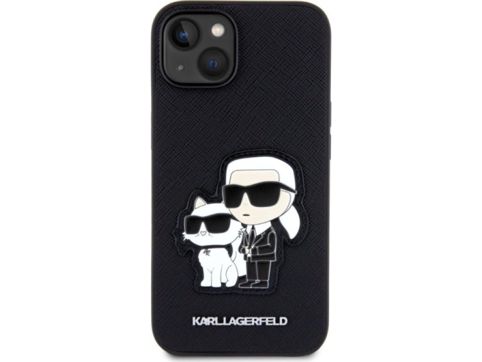 Ochranný kryt pro iPhone 13 - Karl Lagerfeld, Saffiano Karl and Choupette NFT Black KLHCP13MSANKCPK