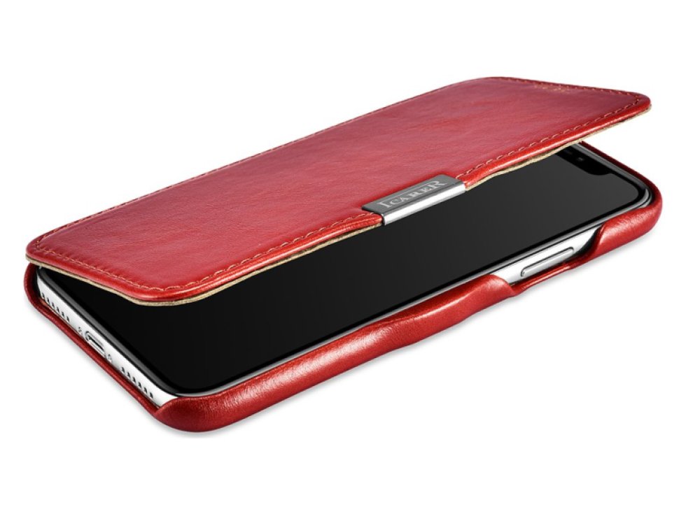 Knížkové pouzdro pro iPhone XS / X - iCarer, Vintage Red 01.15.RIX15-RD