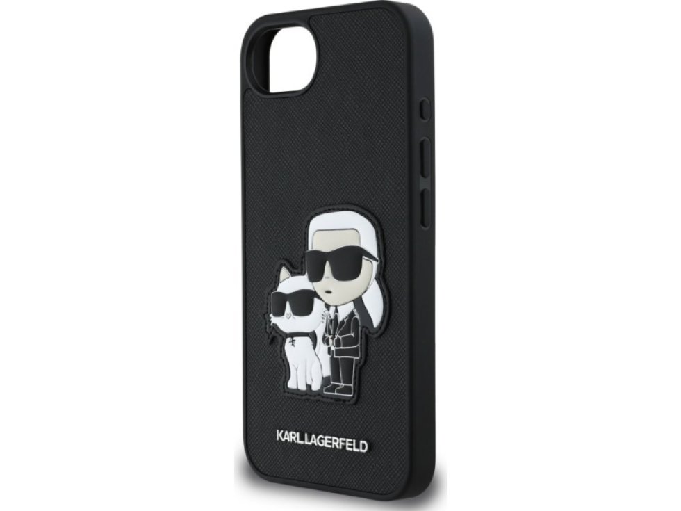 Ochranný kryt na iPhone 16e - Karl Lagerfeld, Saffiano Karl and Choupette Black KLHCPSE4SANKCPK