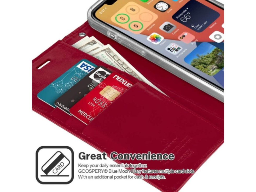 Knížkové pouzdro na iPhone 12 Pro MAX - Mercury, Bluemoon Diary Wine