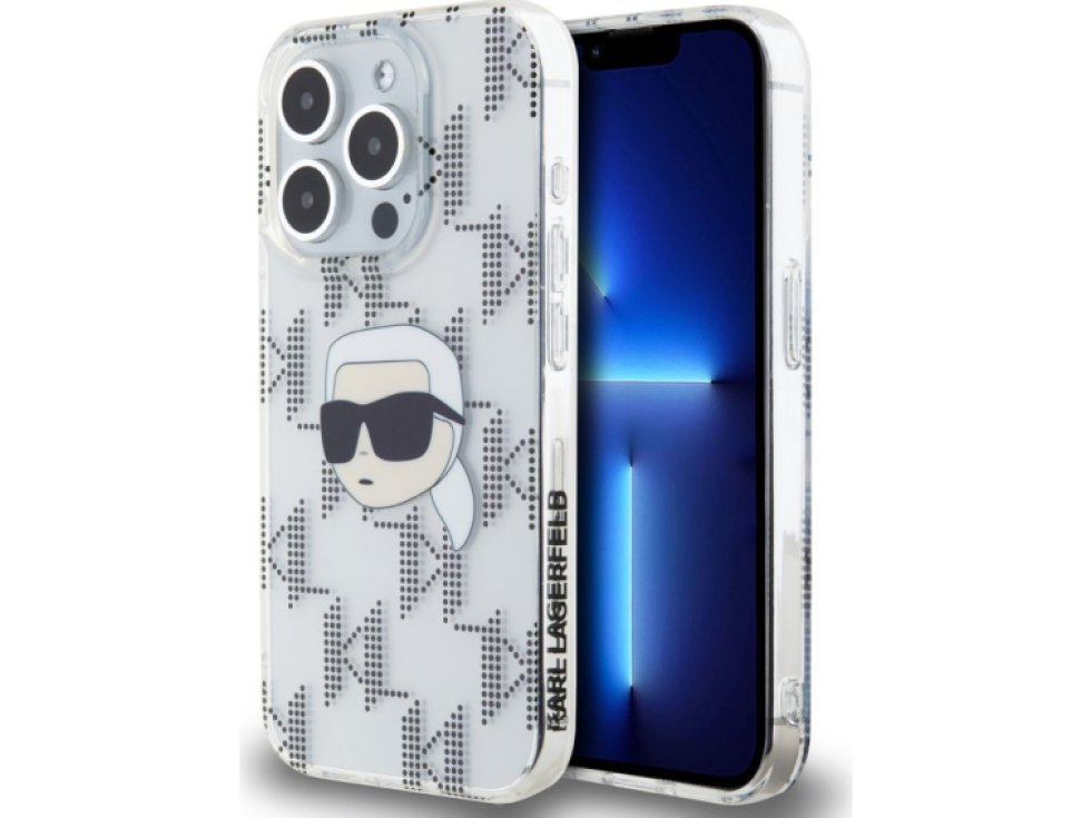 Ochranný kryt na iPhone 15 Pro MAX - Karl Lagerfeld, IML Electroplated Karl Head Transparent KLHCP15XHKLPKHT