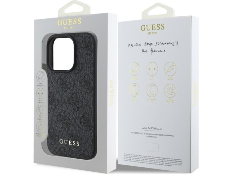 Ochranný kryt na iPhone 16 Pro - Guess, 4G Charm Gray GUHCP16LGF4GCK