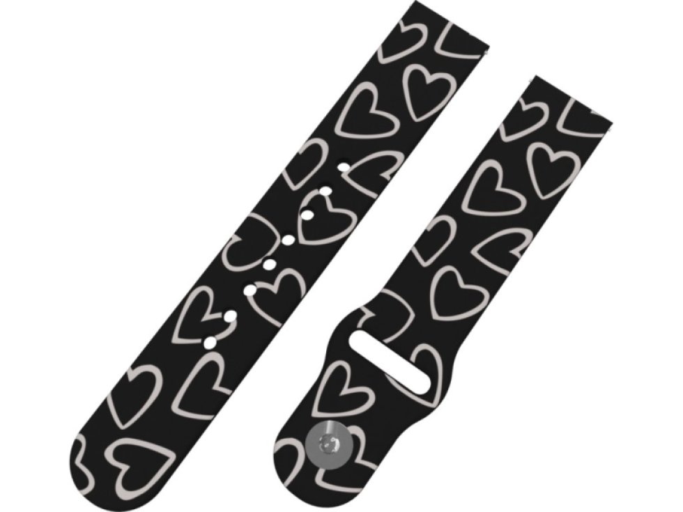 SRDCE ČERNOBÍLÁ řemínek 22 mm