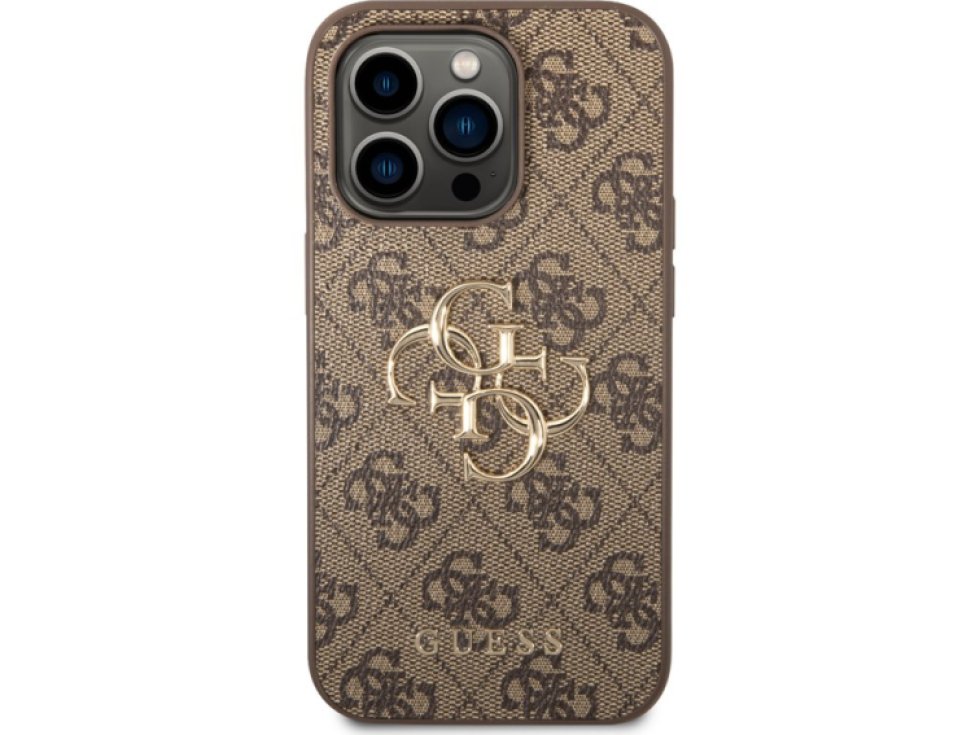 Ochranný kryt na iPhone 15 Pro - Guess, 4G Metal Logo Brown GUHCP15L4GMGBR