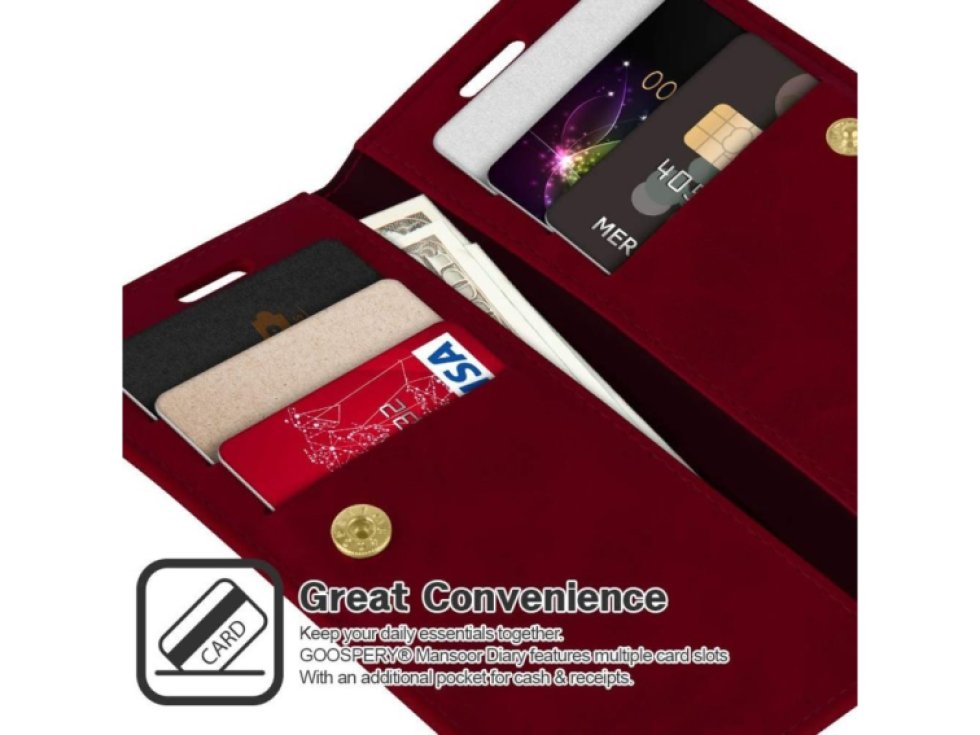 Knížkové pouzdro na iPhone 12 / 12 Pro - Mercury, Mansoor Diary Wine