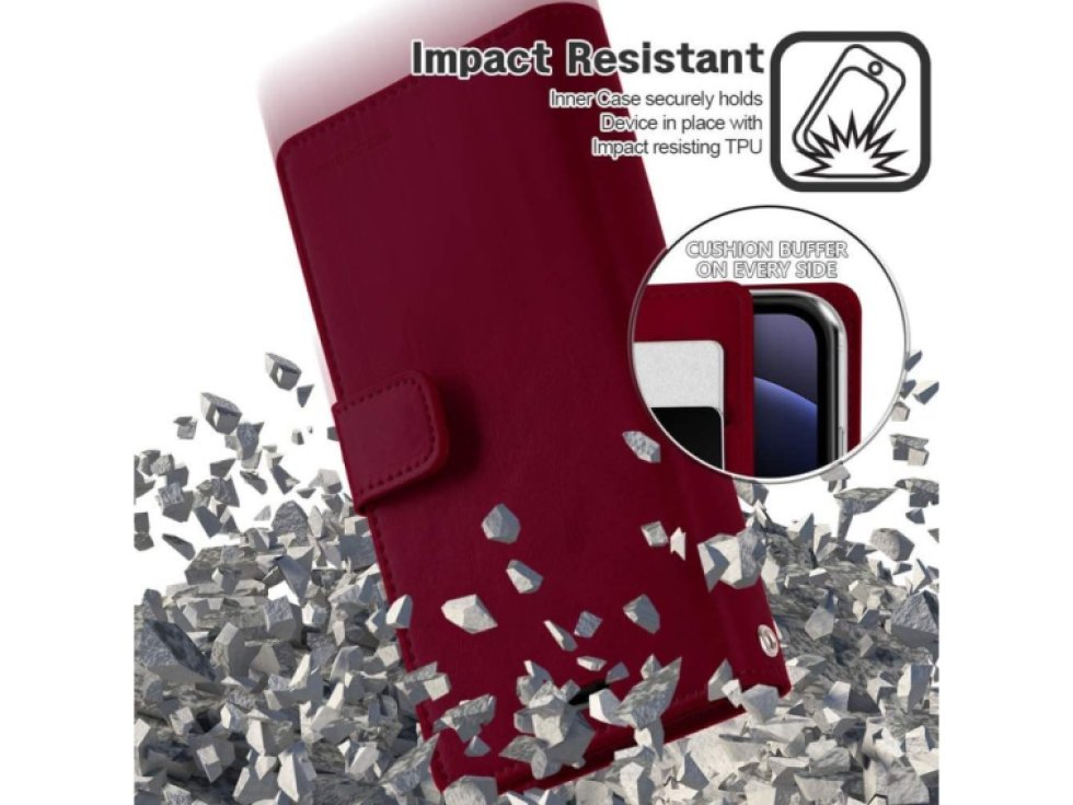 Knížkové pouzdro na iPhone 12 mini - Mercury, Mansoor Diary Wine