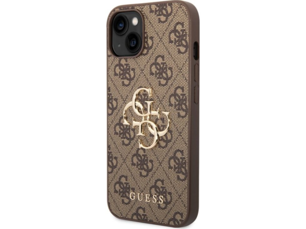 Ochranný kryt pro iPhone 14 - Guess, 4G Logo Back Brown GUHCP14S4GMGBR