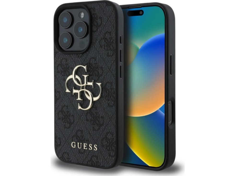 Ochranný kryt na iPhone 16 Pro - Guess, 4G Metal Logo Gray GUHCP16L4GMGGR