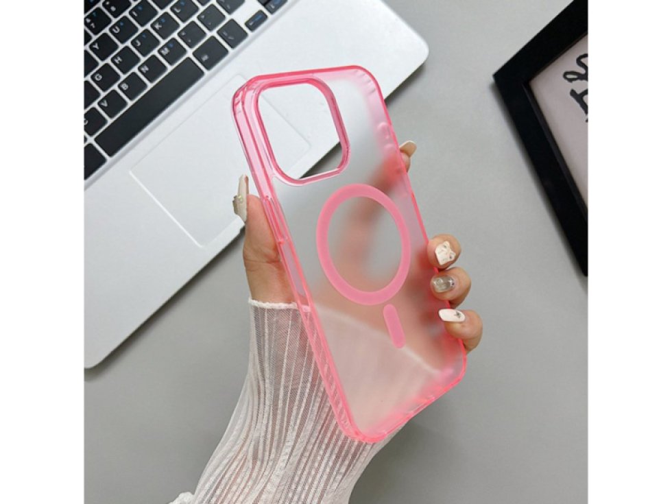 Magsafe průhledně růžový kryt pro iPhone 14 Pro Max