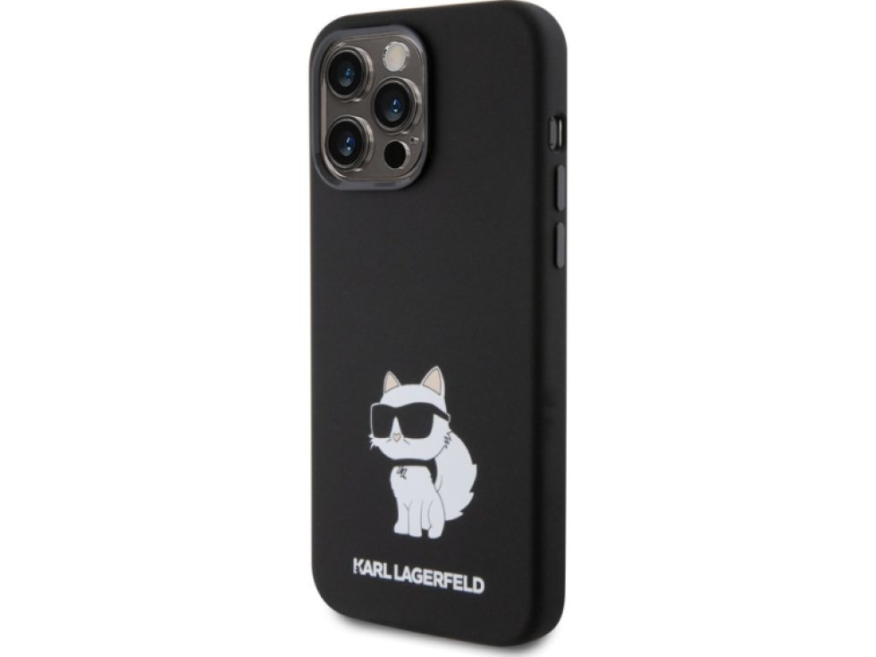 Ochranný kryt na iPhone 15 Pro MAX - Karl Lagerfeld, Liquid Silicone Choupette NFT Black KLHCP15XSNCHBCK