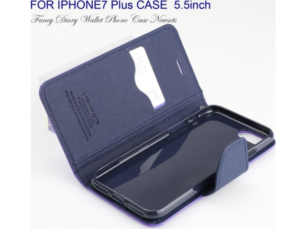 Pouzdro / kryt pro iPhone 7 Plus / 8 Plus - Mercury, Fancy Diary PURPLE/NAVY