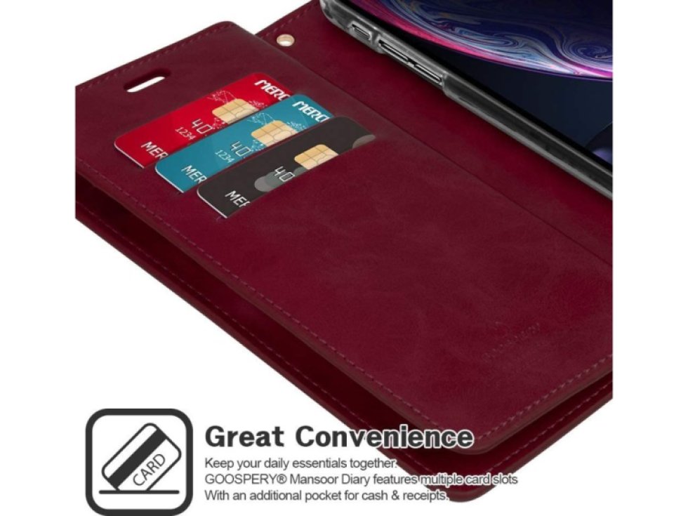 Knížkové pouzdro na iPhone XR - Mercury, Mansoor Diary Wine