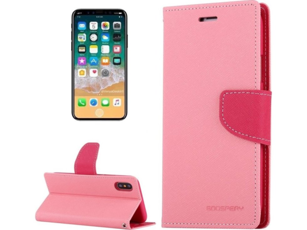 Pouzdro / kryt pro iPhone XS / X - Mercury, Fancy Diary PINK/HOTPINK