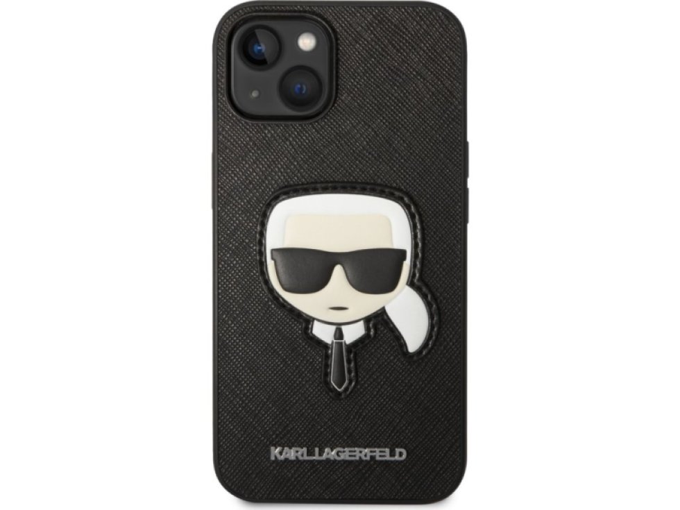 Ochranný kryt pro iPhone 14 PLUS - Karl Lagerfeld, Saffiano Karl Head Black KLHCP14MSAPKHK