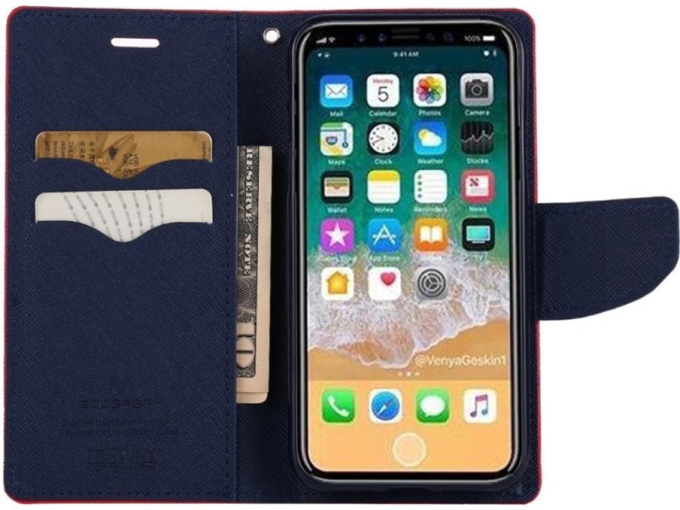 Pouzdro / kryt pro iPhone XS / X - Mercury, Fancy Diary RED/NAVY