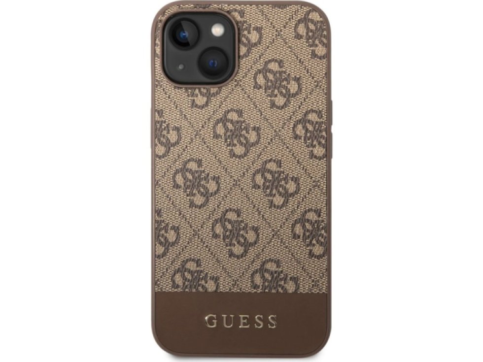Ochranný kryt pro iPhone 14 - Guess, 4G Stripe Back Brown GUHCP14SG4GLBR