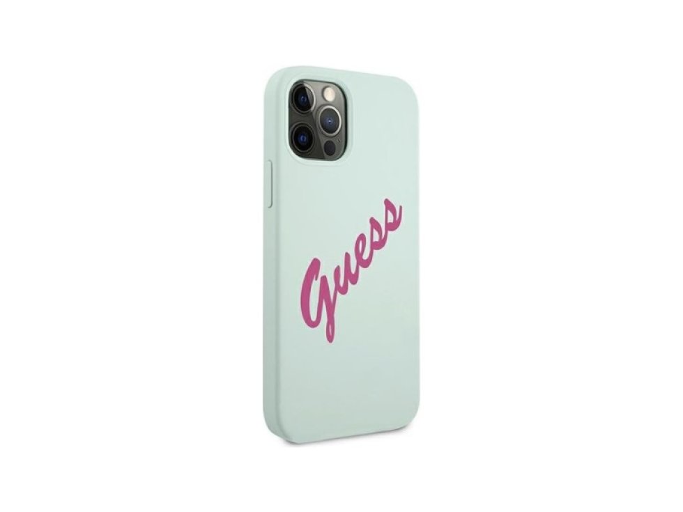 Ochranný kryt pro iPhone 12 / 12 Pro - Guess, Vintage Silicone Fuchsia GUHCP12MLSVSBF