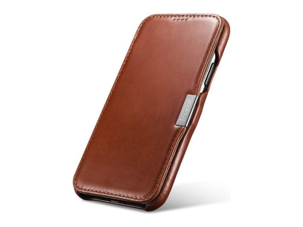 Knížkové pouzdro pro iPhone 11 - iCarer, Vintage Brown 01.19.RIX1108-BN