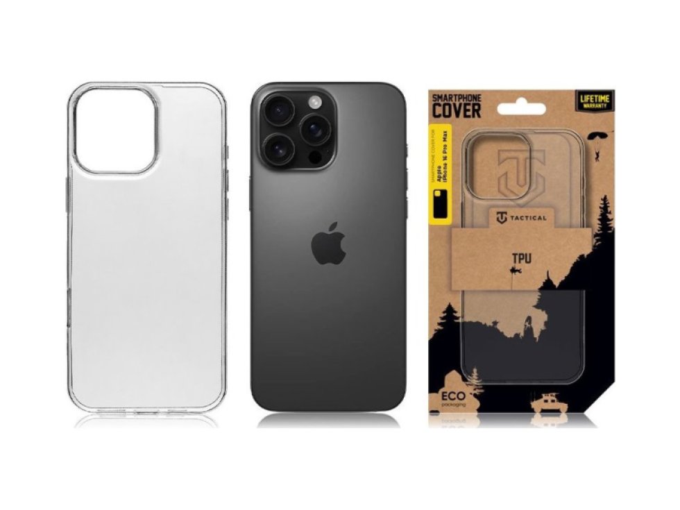 Ochranný kryt na iPhone 16 Pro MAX - Tactical, TPU Transparent