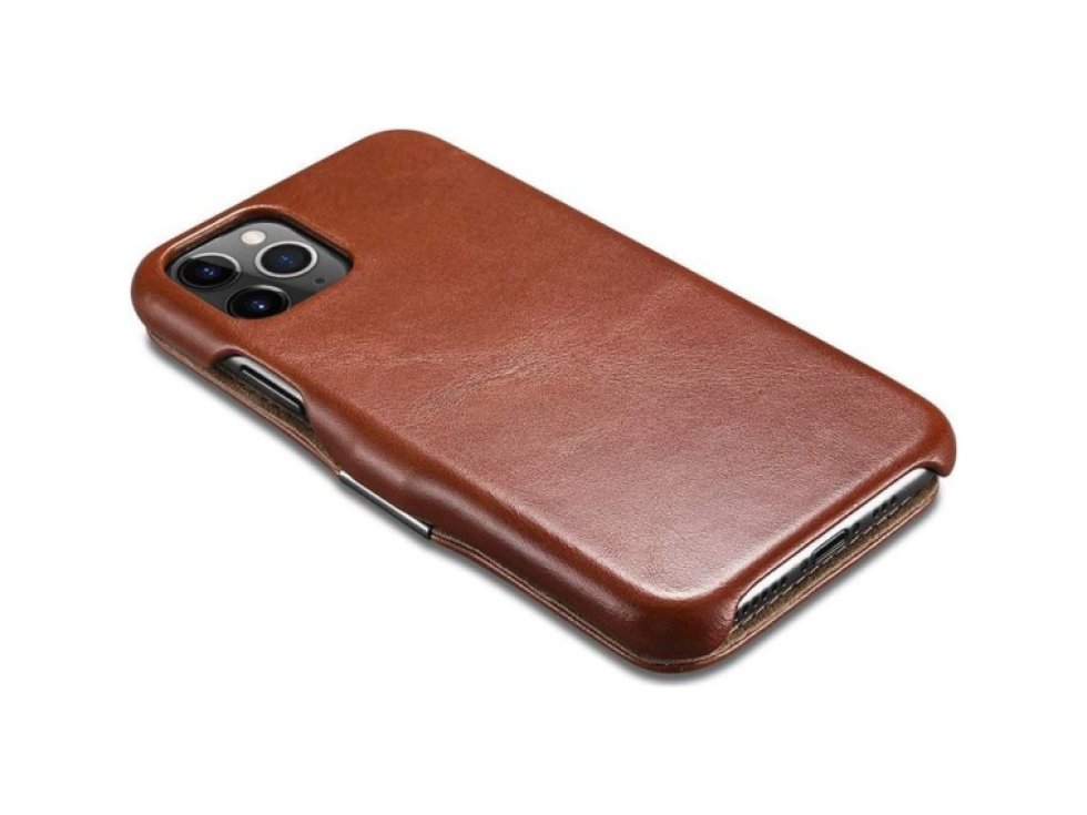 Knížkové pouzdro pro iPhone 11 - iCarer, Vintage Brown 01.19.RIX1108-BN