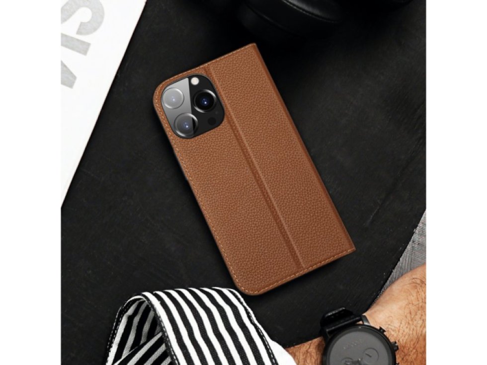 Knížkové pouzdro pro iPhone 14 Pro MAX - DuxDucis, SkinX2 Brown