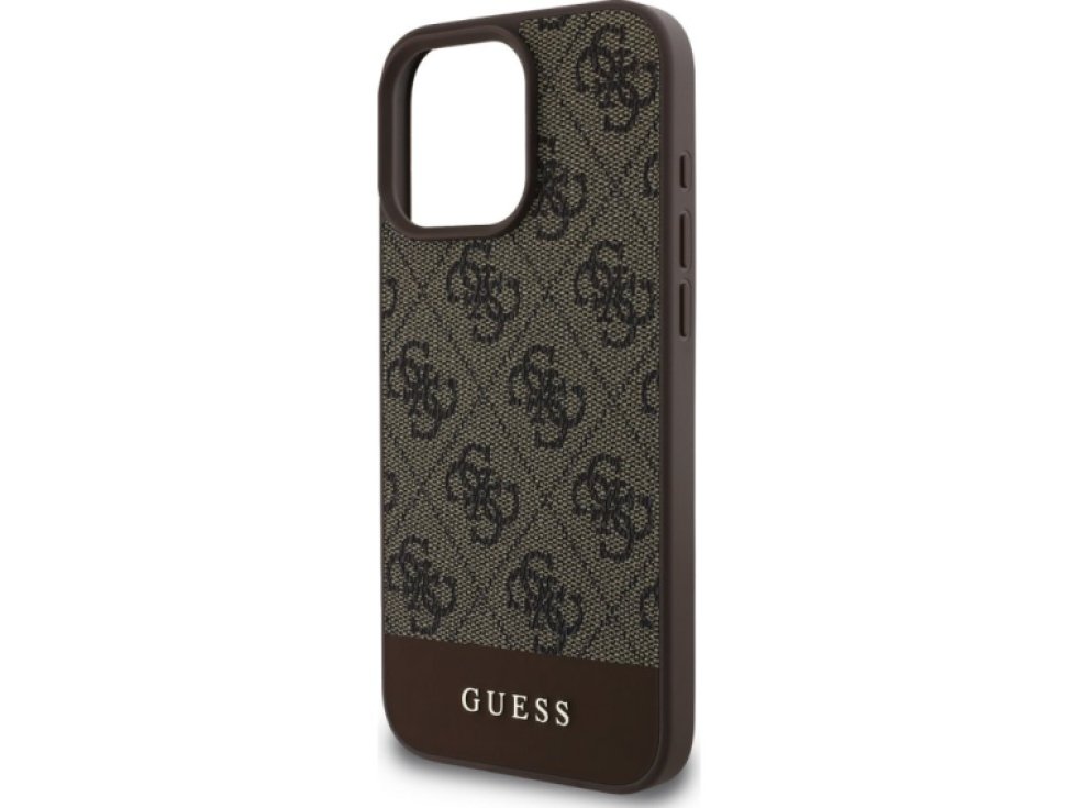 Ochranný kryt na iPhone 16 Pro MAX - Guess, 4G Stripe Brown GUHCP16XG4GLBR