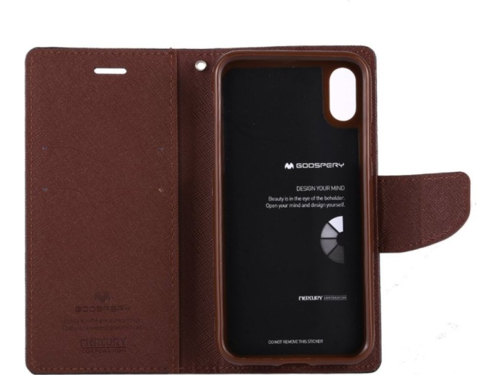 Pouzdro / kryt pro iPhone XS / X - Mercury, Fancy Diary BLACK/BROWN
