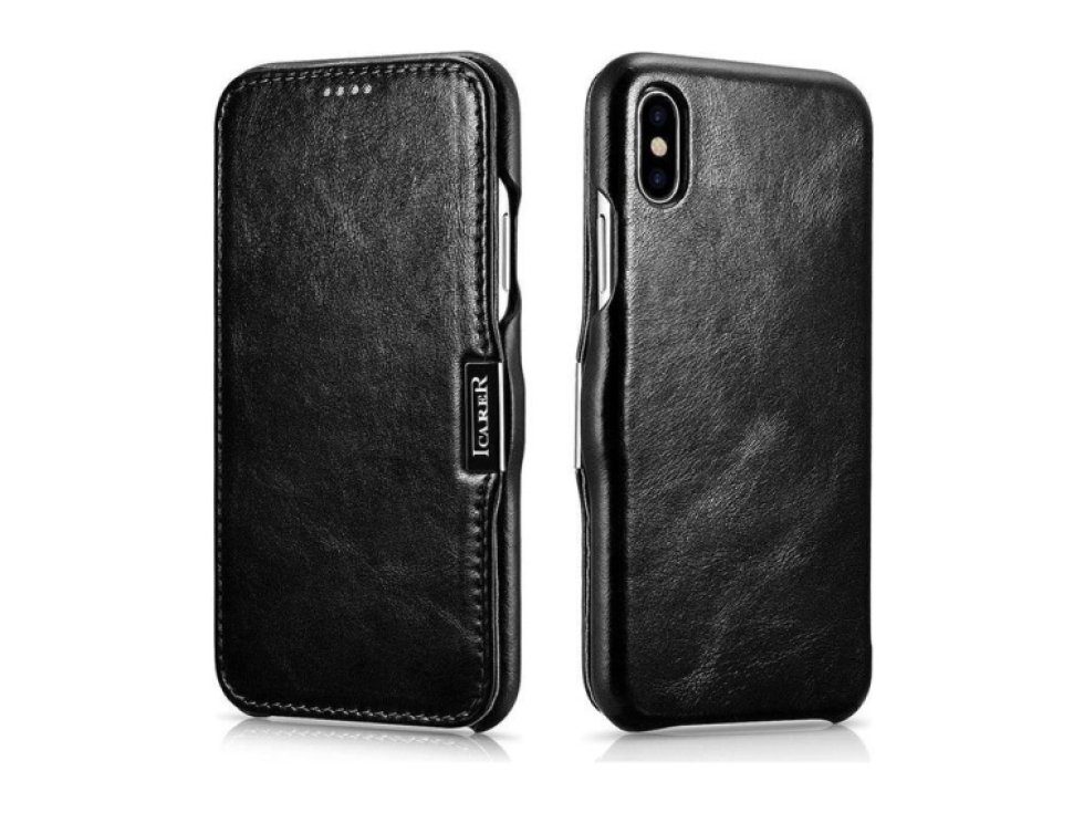 Knížkové pouzdro pro iPhone XS / X - iCarer, Vintage Black 01.15.RIX15-BK