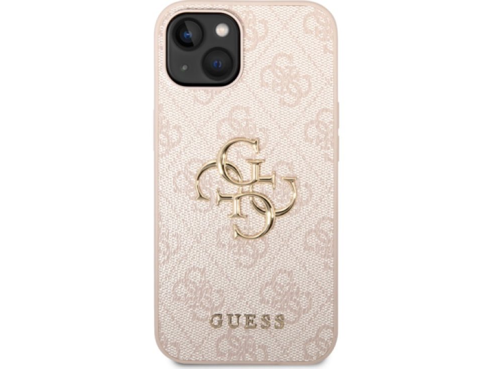 Ochranný kryt na iPhone 15 - Guess, 4G Metal Logo Pink GUHCP15S4GMGPI