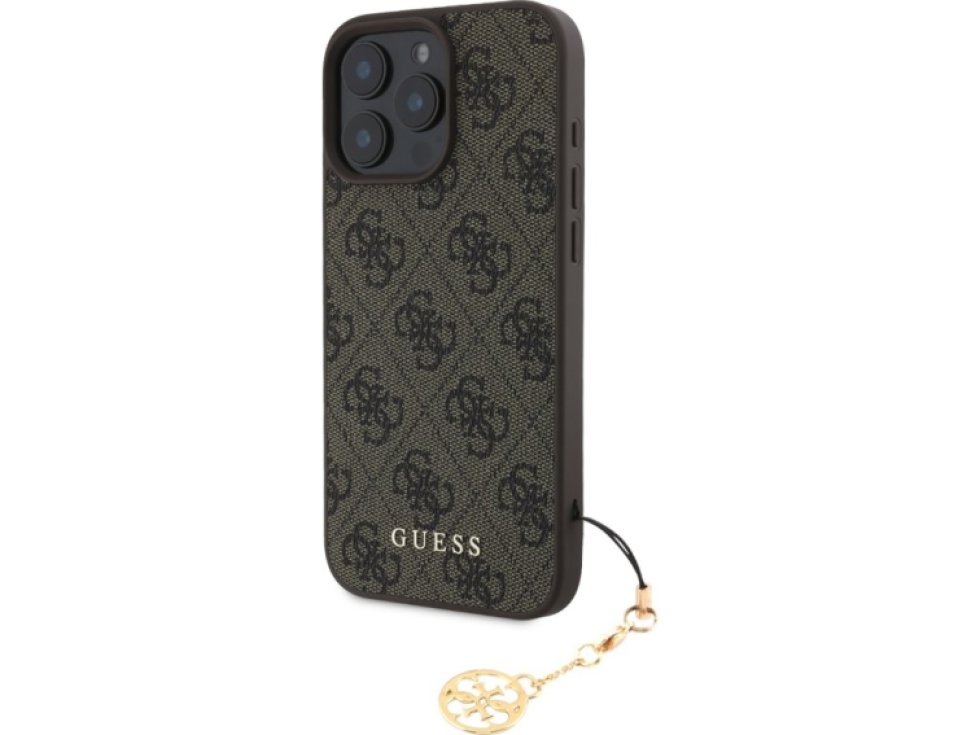 Ochranný kryt na iPhone 16 Pro MAX - Guess, 4G Charm Brown GUHCP16XGF4GCW
