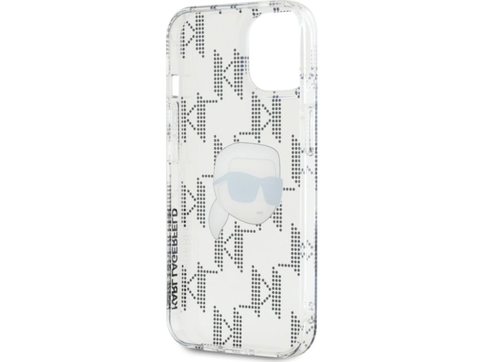 Ochranný kryt na iPhone 15 - Karl Lagerfeld, IML Electroplated Karl Head Transparent KLHCP15SHKLPKHT