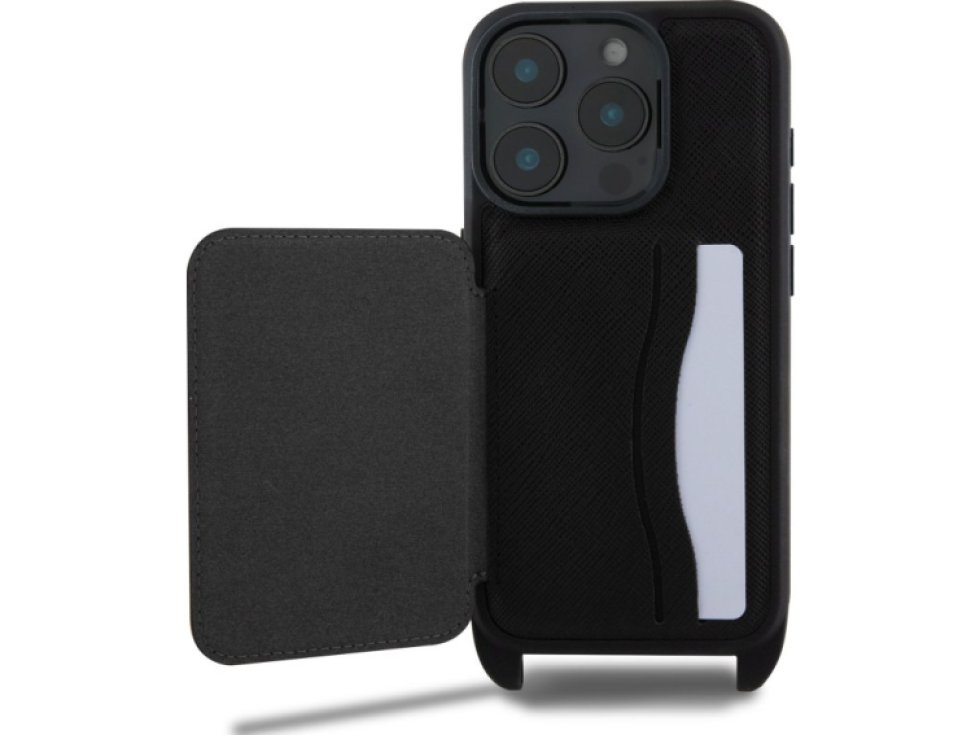 Ochranný kryt na iPhone 16 Pro - Karl Lagerfeld, Saffiano Crossbody Karl and Choupette Black KLHCP16LCSAKCPMK