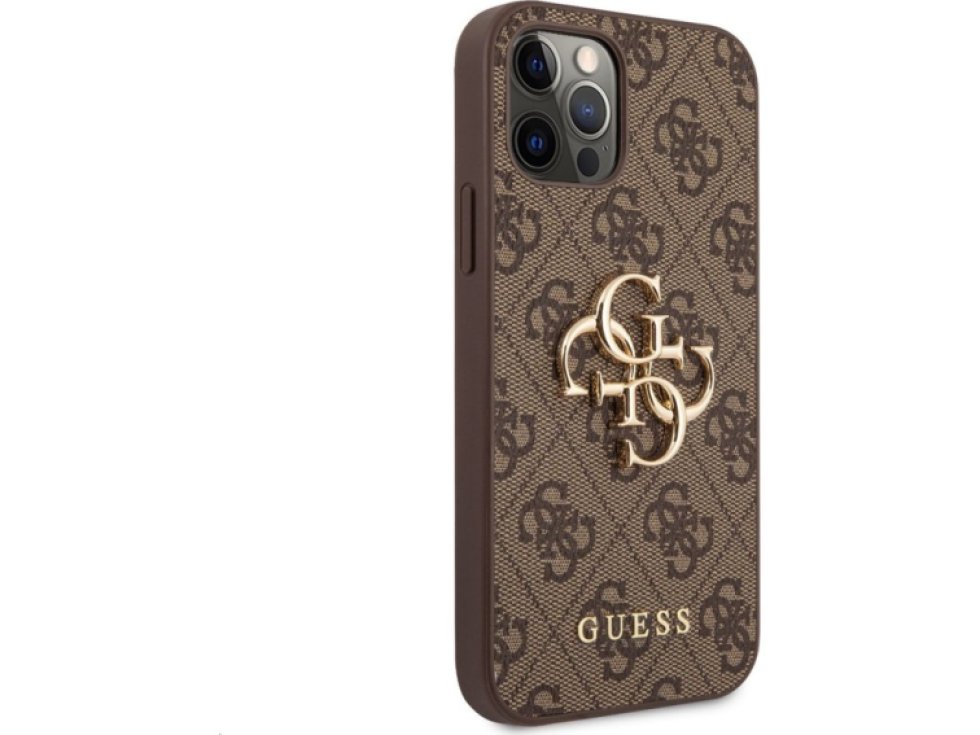 Ochranný kryt pro iPhone 12 / 12 Pro - Guess, 4G Logo Back Brown GUHCP12M4GMGBR