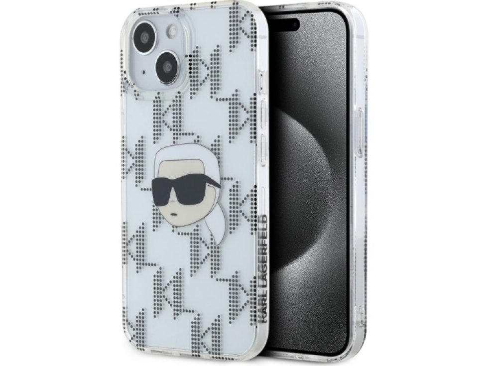 Ochranný kryt na iPhone 15 - Karl Lagerfeld, IML Electroplated Karl Head Transparent KLHCP15SHKLPKHT