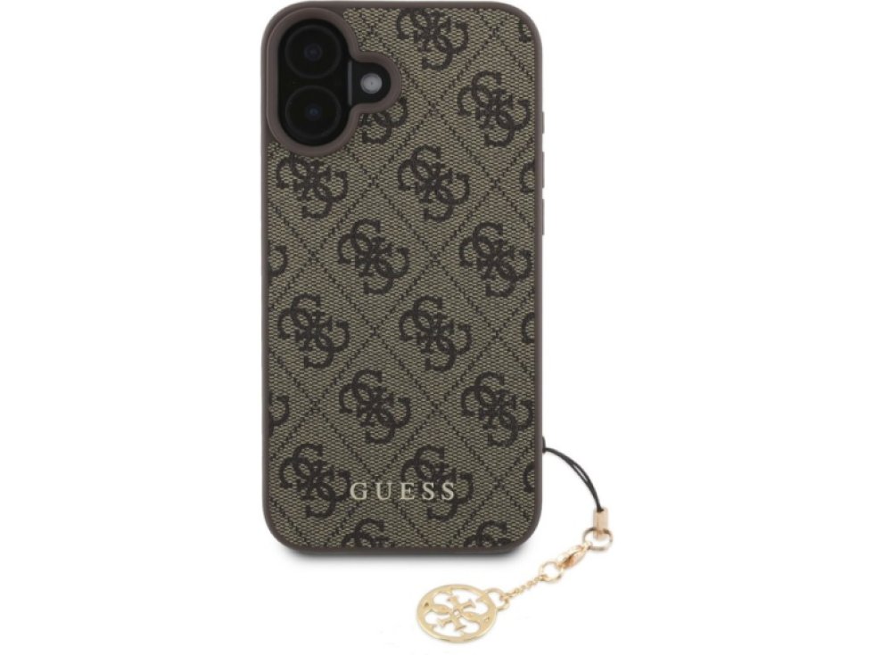 Ochranný kryt na iPhone 16 PLUS - Guess, 4G Charm Brown GUHCP16MGF4GCW