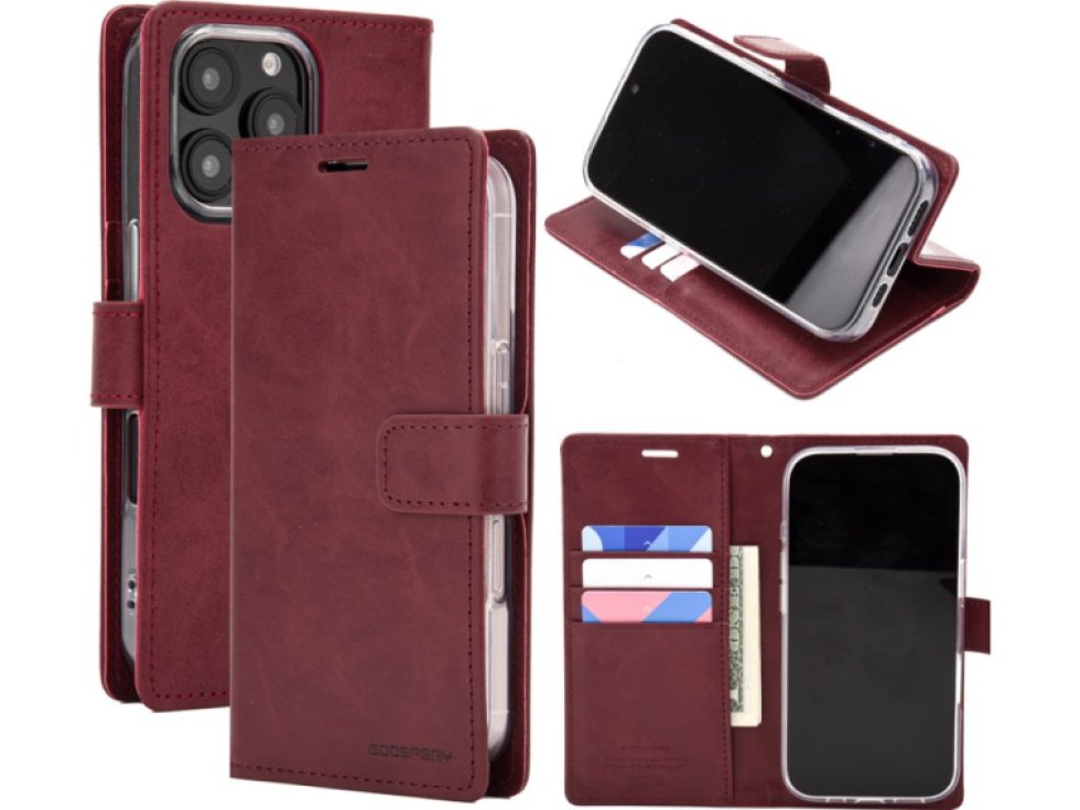 Ochranné pouzdro na iPhone 16 Pro MAX - Mercury, Bluemoon Diary Wine