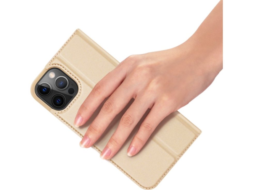 Knížkové pouzdro na iPhone 12 Pro MAX - DuxDucis, SkinPro Gold